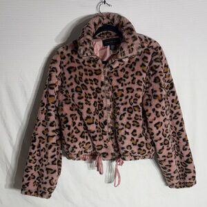Leopard Print Faux Fur Jacket